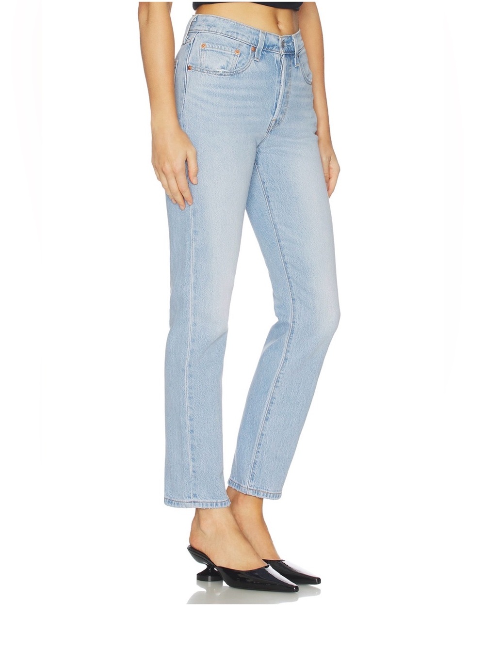Levis Classic High-Rise Straight Leg Jeans — Light Blue - 501 - Crop - Size 26 - Picture 3 of 8